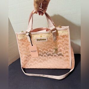 Juicy Couture Blush Pink Logo Jacquard Tote with Gold Charm